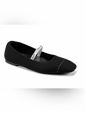 Karl Lagerfeld Black Knit Mary Jane Flat with Contrast Strap